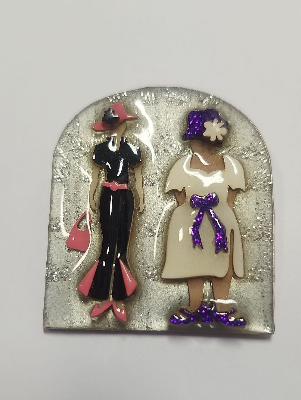Designs By Lucinda Pin Brooch Two  Ladies
